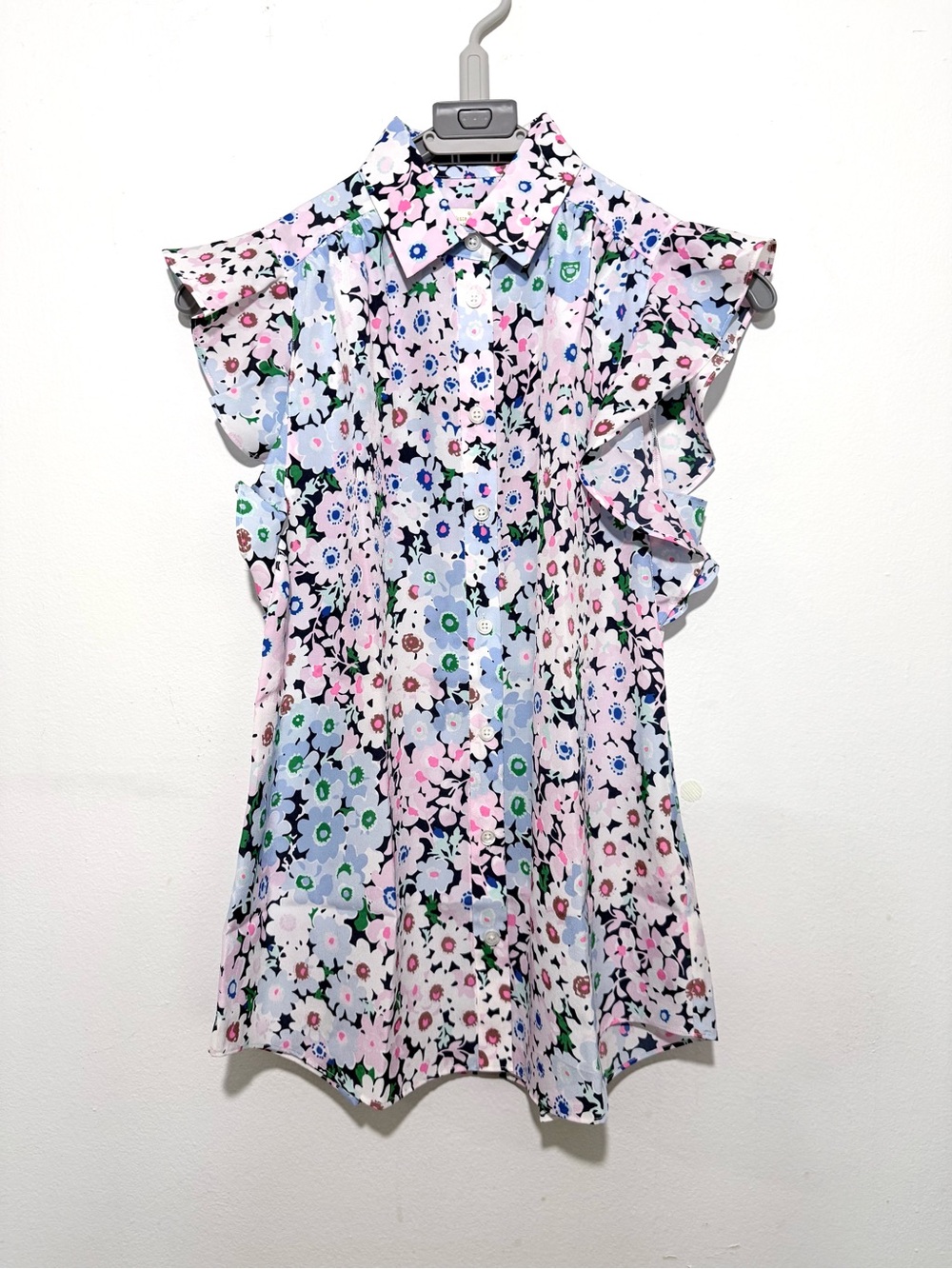kate spade Pastel Multi Floral Ruffle-Sleeve Dress